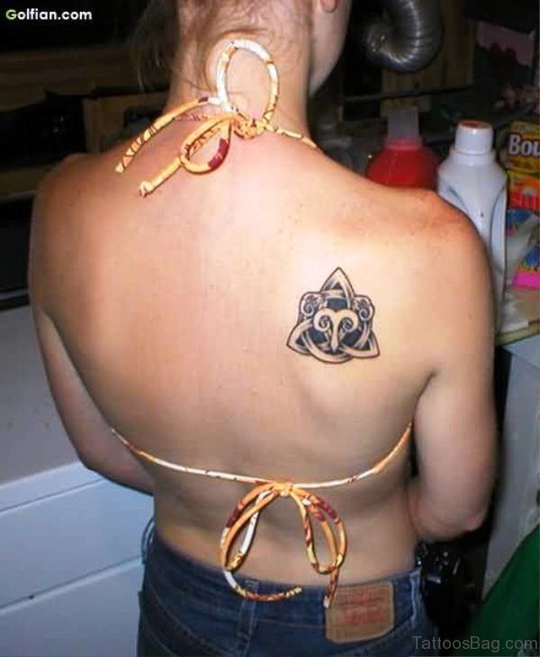 Aries Tattoo On Back Shoulder