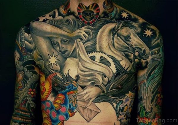 Art Painting Chest Tattoo For Men