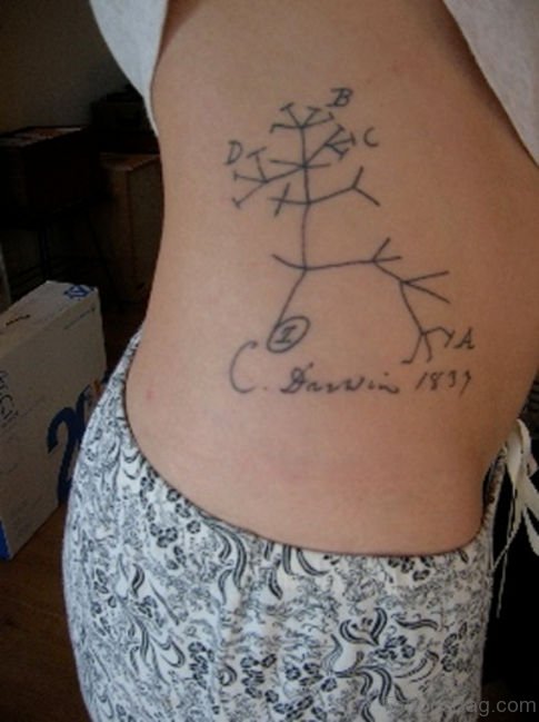 Atheist Tattoo Design On Side Rib