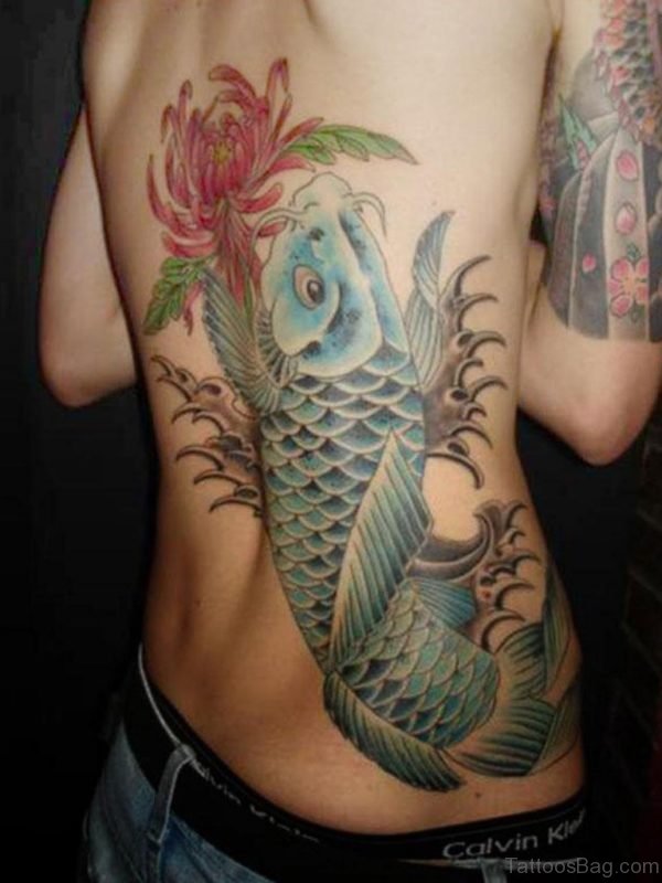 Attarctive Fish Tattoo On Rib