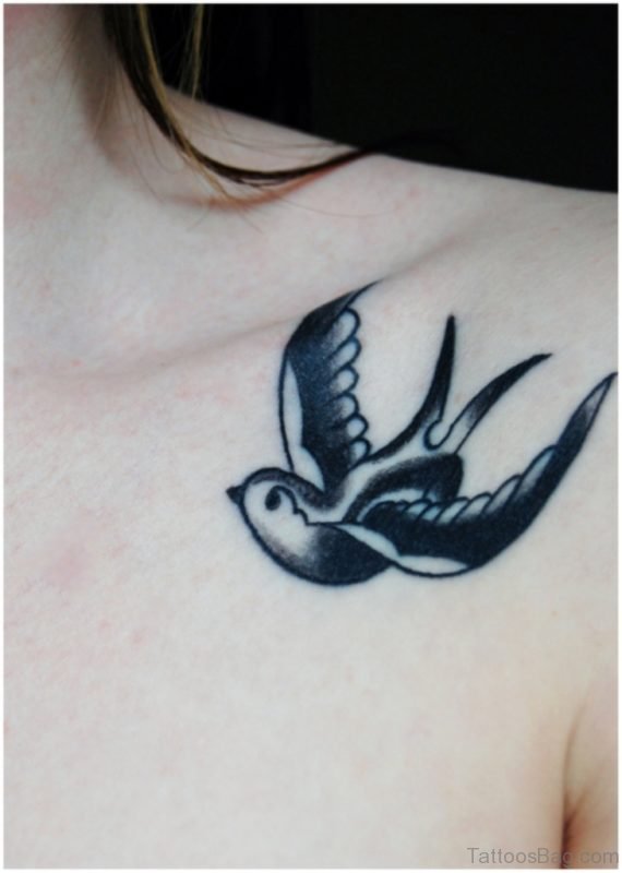 Attractive Swallow Tattoo On Shoulder 