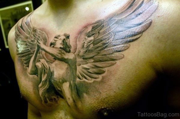 Attractive Angel Tattoo On Chest 