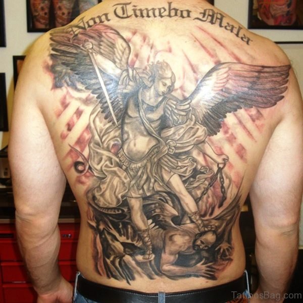 Attractive Archangel Tattoo On Back