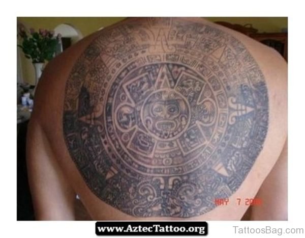 Attractive Aztec Tattoo On Back 