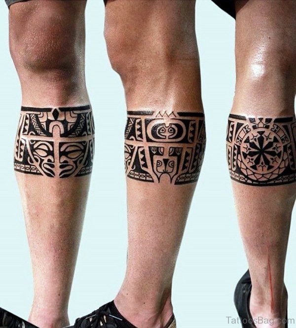 Attractive Band Tattoo On Leg
