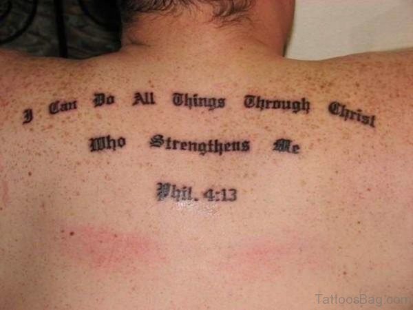 Attractive Bible Verses Tattoo On Back 