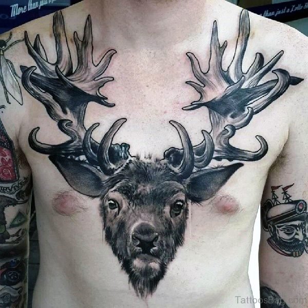 Attractive Buck Tattoo On Chest