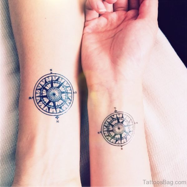 Attractive Compass Tattoo Design On Wrist