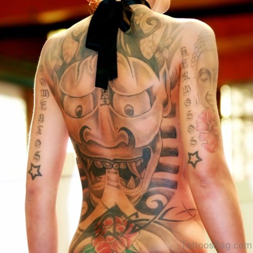 Attractive Devil Tattoo On Back Body 