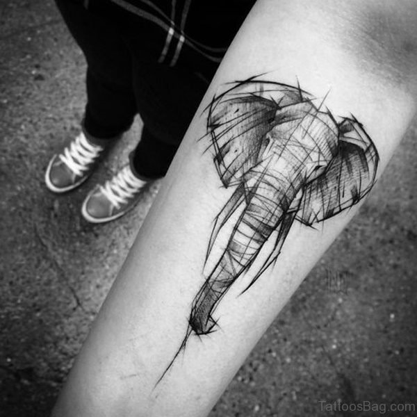Attractive Forearm Elephant Tattoo