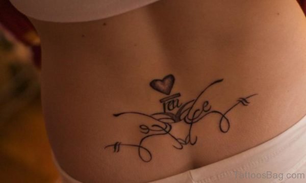 Attractive Heart Tattoo On Lower Back