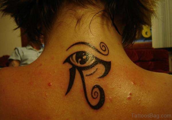 Attractive Horus Eye Back Nape Tattoo