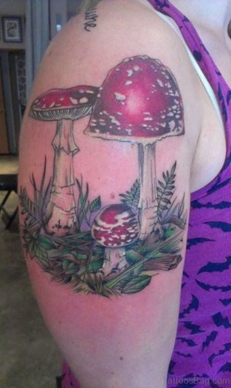 Mushroom Tattoo On Shoulder 