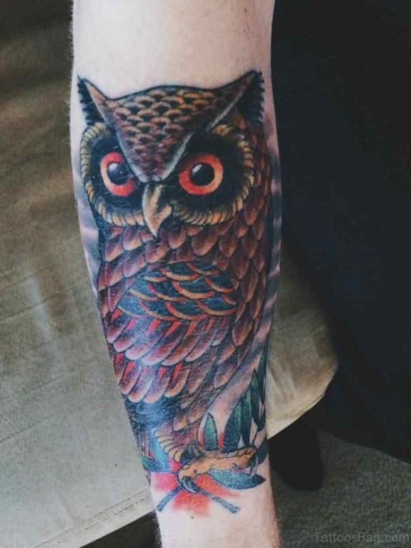 Attractive Owl Tattoo On Arm 