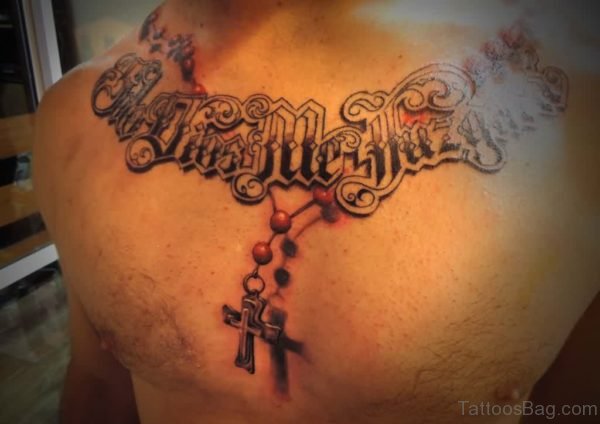 Attractive Rosary Chest Tattoos