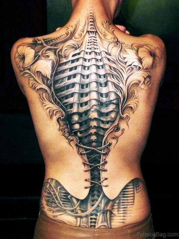 Attractive Skeleton Tattoo On Back