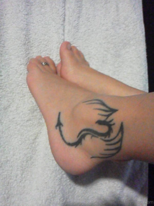 Awesome Ankle Dragon Tattoo