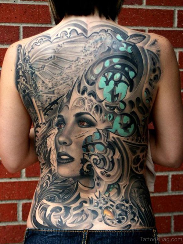 Awesome Back Body Tattoo Design