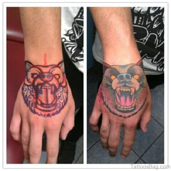 Awesome Bear Tattoo On Hand