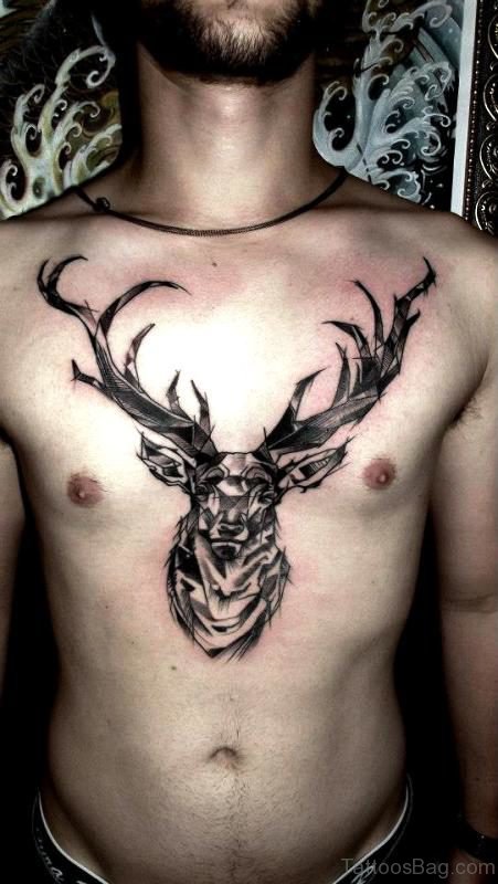 Awesome Buck Tattoo On Chest