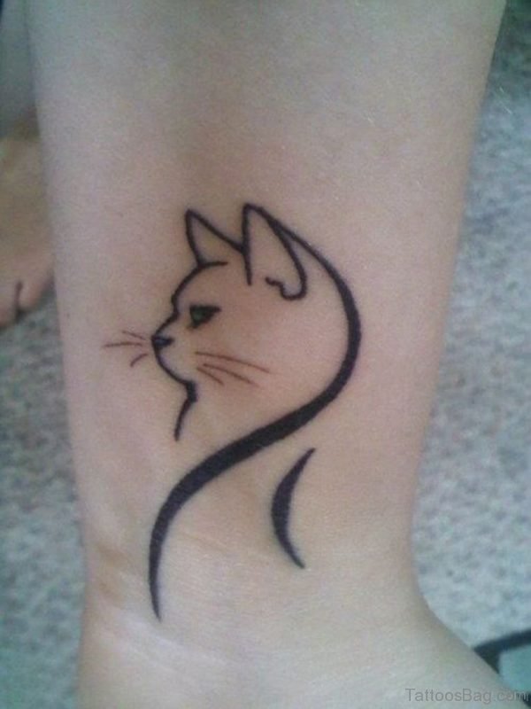 Awesome Cat Tattoo On Ankle