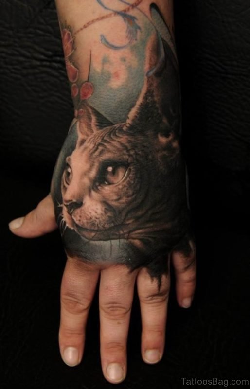 Awesome Cat Tattoo On Hand