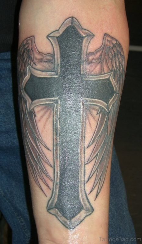 Awesome Cross Tattoo On Arm 