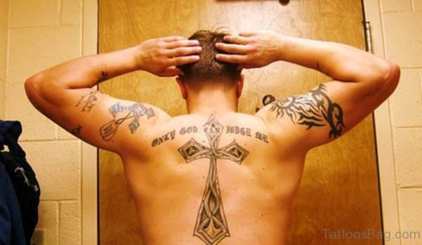 Awesome Cross Tattoo On Back 1