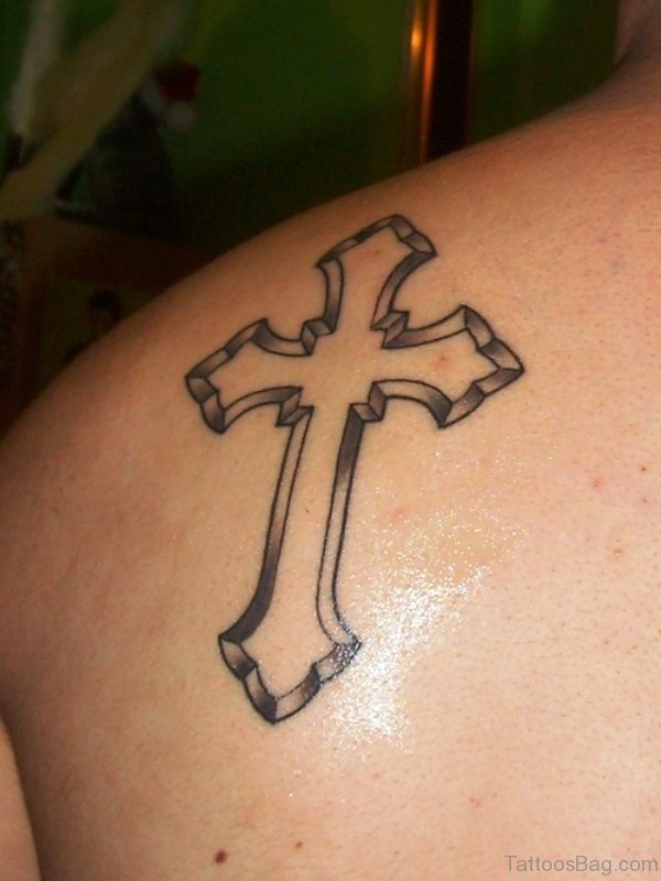 Awesome Cross Tattoo On Shoulder 1
