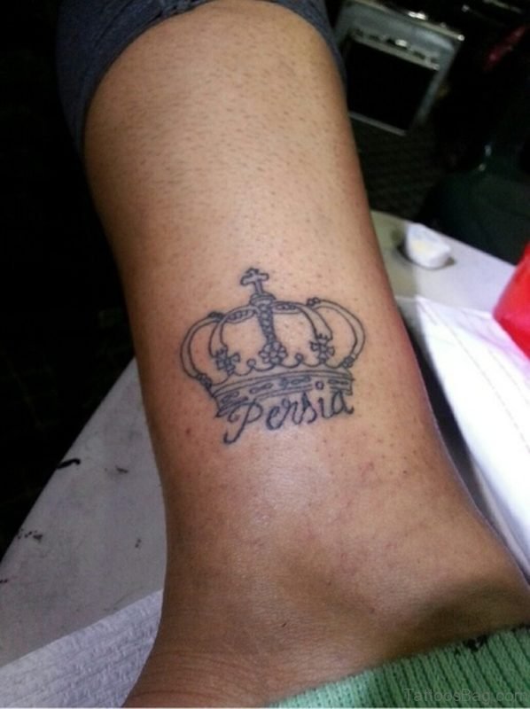 Awesome Crown Tattoo On Ankle