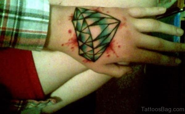 Awesome Diamond Tattoo On Hand