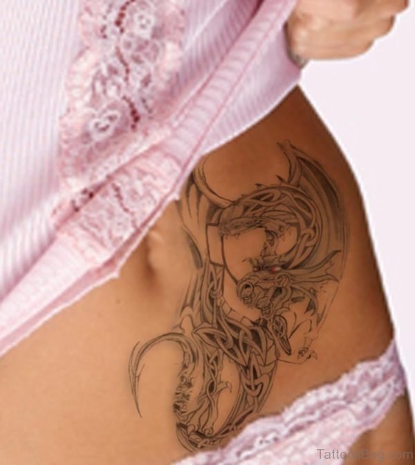 Awesome Dragon Tattoo On Stomach