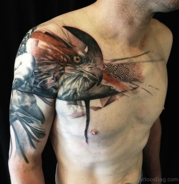 Awesome Eagle Tattoo Design On Chest 