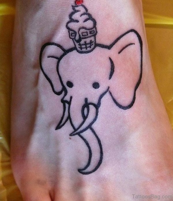 Awesome Elephant Face Tattoo On Foot