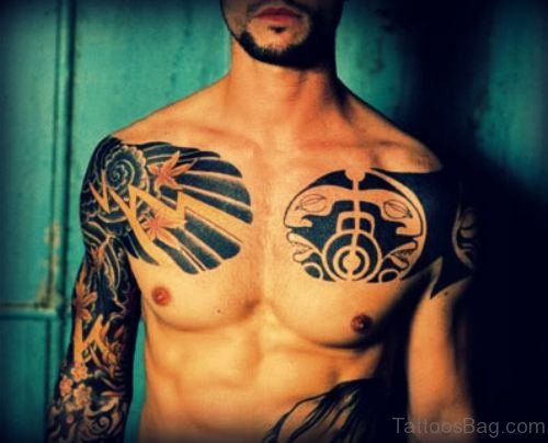Awesome Front Chest Tattoo