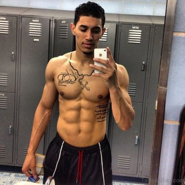 Awesome Latino Rosary Tattoo On Chest