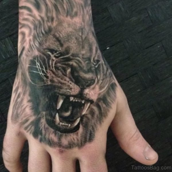 Awesome Lion Tattoo On hand