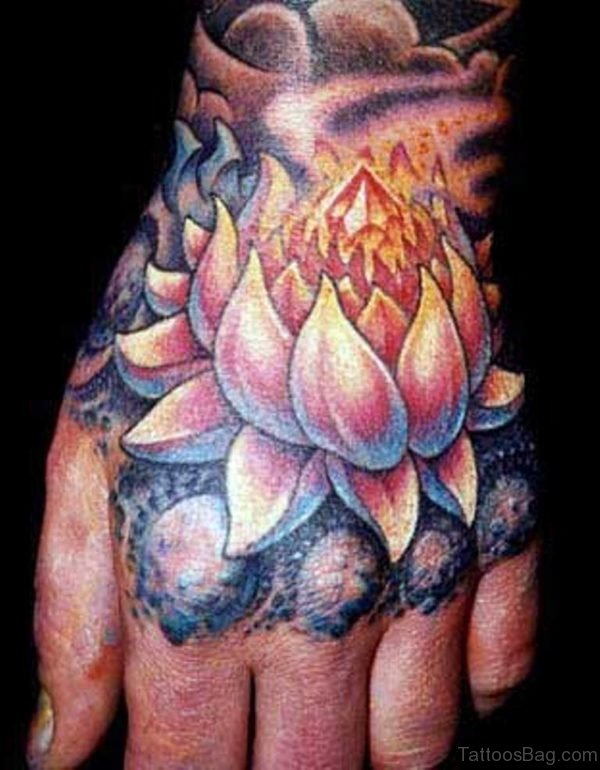 Awesome Lotus Tattoo On Hand