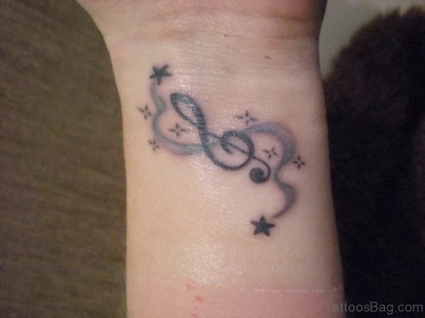 Awesome Music Tattoo On Wrist 