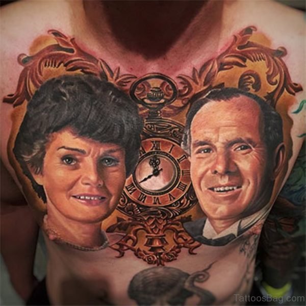Awesome Portrait Tattoo On Chest 