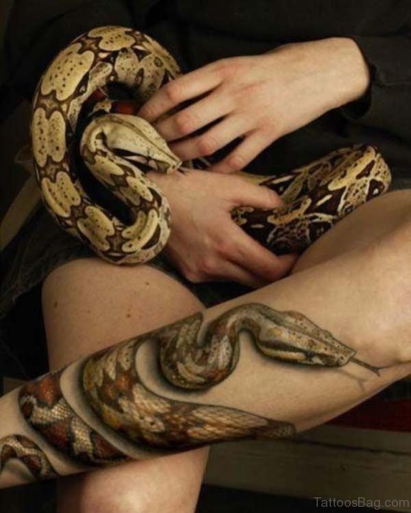 Snake Tattoo Design On Leg