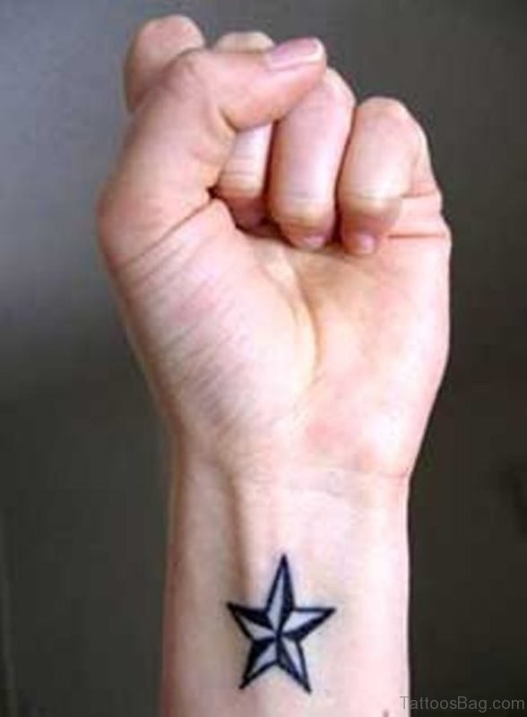Awesome Star Tattoo Design On Wrist 