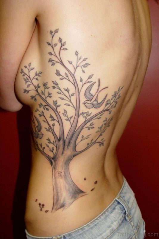 Awesome Tree Tattoo On Rib