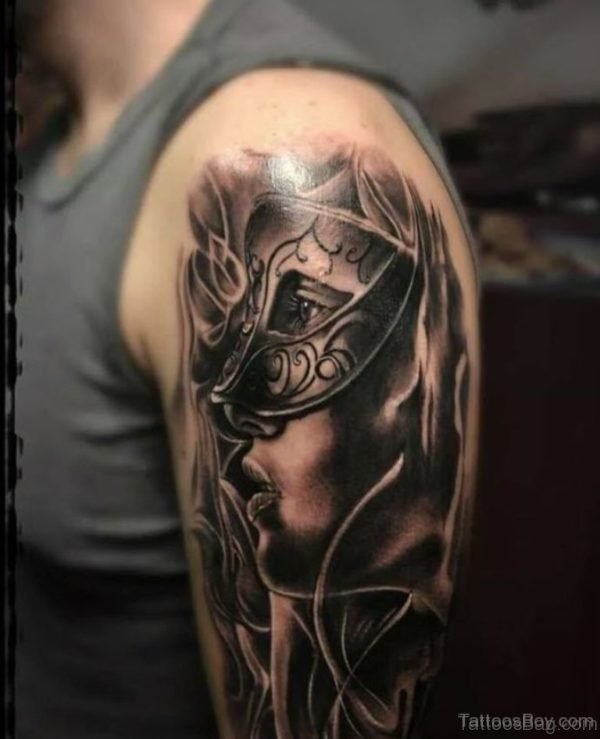 Awesome Venetian Mask Tattoo Design