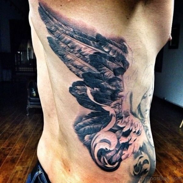 Awesome Wings Tattoo On Rib