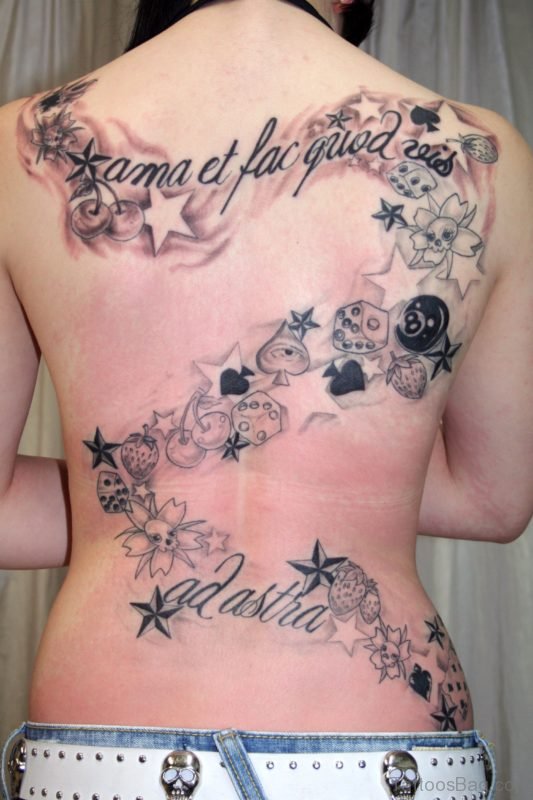 Awesome Word Tattoo Design On Back