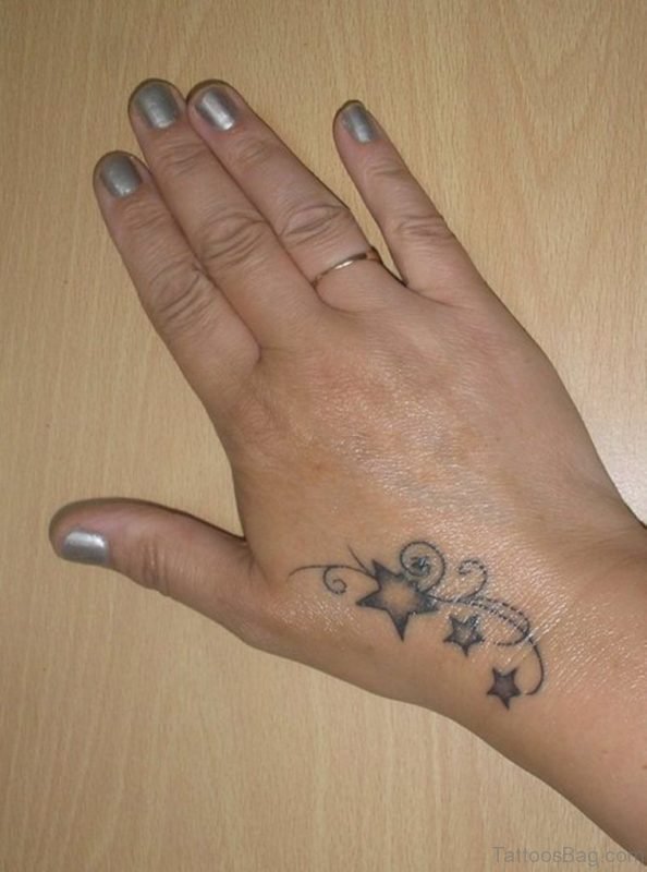 Stars Vine Tattoo On Hand