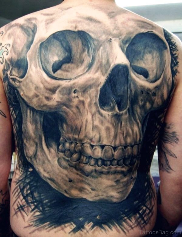 Aztec Skull Tattoo on Back