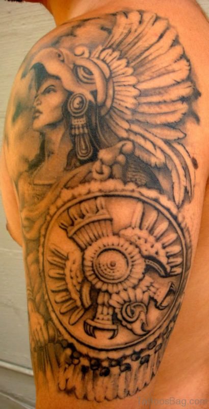 Aztec Tattoo Design On Shoulder 