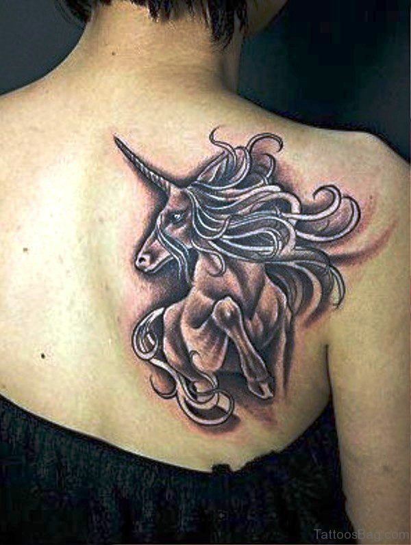 Back Shoulder Unicorn Tattoo